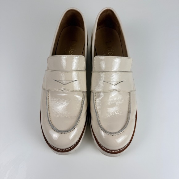 L'idea by Lori Women Cream Patent Leather Penny Loafers 40 Made in Italy - Picture 2 of 8